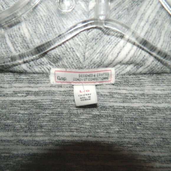 Gap Large Grey White Terry Moto  Jacket Striped - Picture 4 of 6